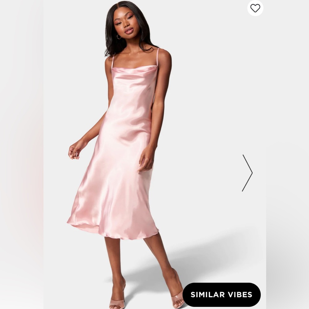 SATIN COWL NECK SLIP MIDI DRESS